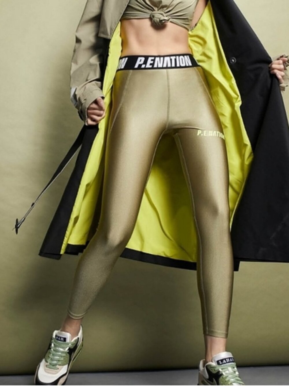 P.E Nation – High-Waist Leggings | Golden tone | Size L